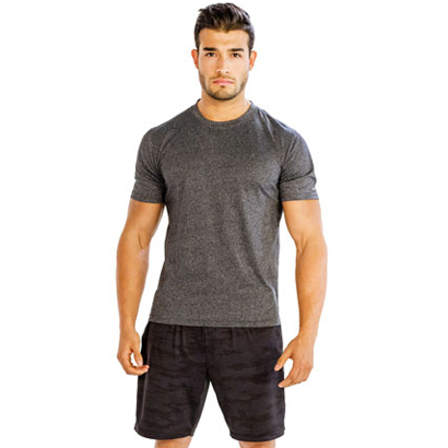 Gray Tee with Self-patterned Dark Grey Shorts Wholesale