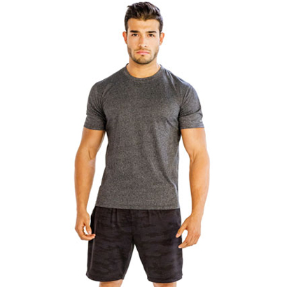 Wholesale Gray Tee with Self-patterned Dark Grey Shorts USA, Canada