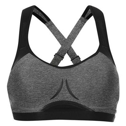 Grey Black Adjustable Cross Back Sports Bra Wholesale