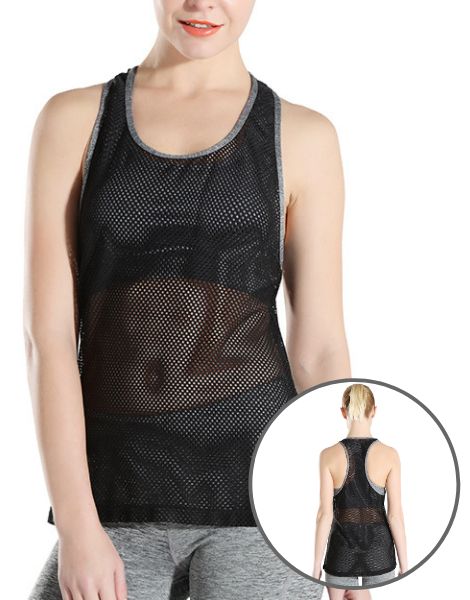 Wholesale Black Mesh Fitness Tank Top Manufacturers