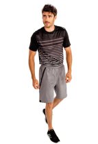 Black and White Tee with Dark Gray Shorts Wholesale