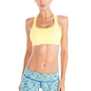 Lime Yellow Sports Bra with Sky-Blue Patterned Tights Wholesale