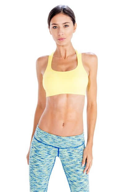 Lime Yellow Sports Bra with Sky-Blue Patterned Tights Wholesale