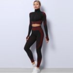 bulk long sleeve red and black-active-wear set for women