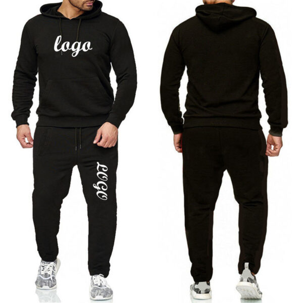 Custom Logo Two Piece Mens Black Blank Tracksuits Wholesale Manufacturer