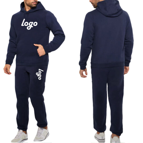 Custom Logo Two Piece Mens Blue Blank Tracksuits Wholesale