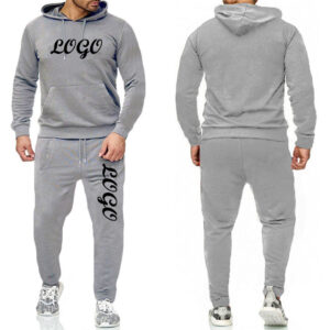 Custom Logo Two Piece Mens Grey Blank Tracksuits Wholesale Manufacturer