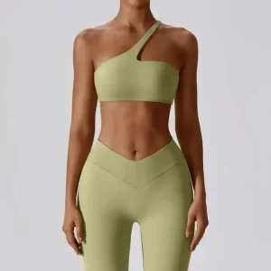 Seamless One Shoulder Strappy Yoga Bra and High Waist leggings Activewear Set Manufacturer in USA