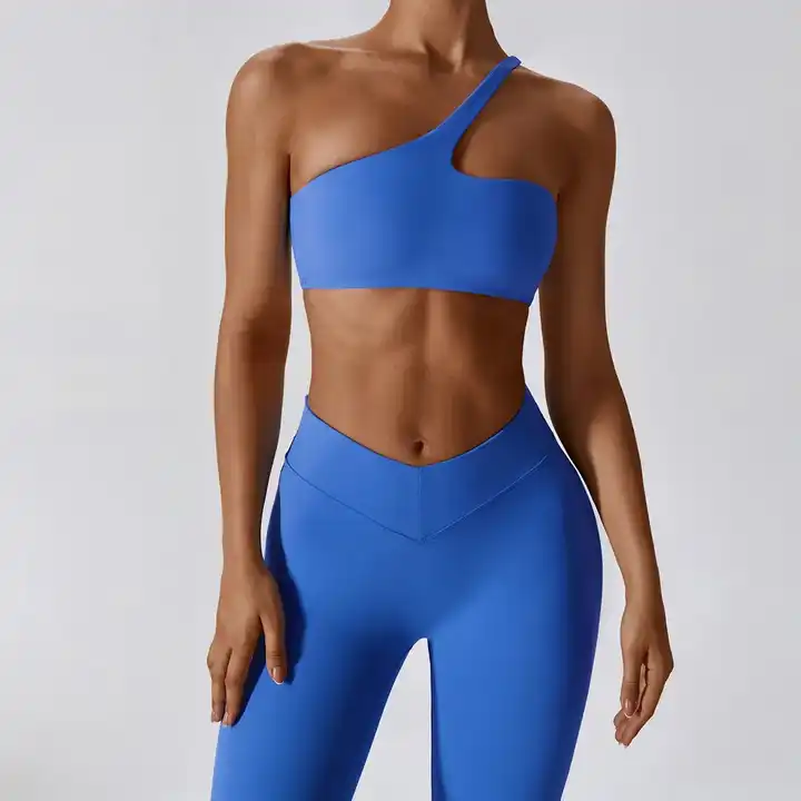 Wholesale One Shoulder Strappy Yoga Bra and Leggings Set Manufacturer