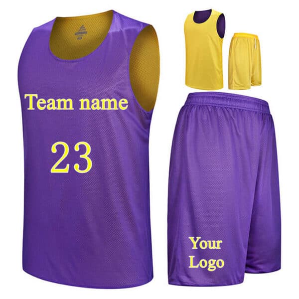 Custom Basketball Uniforms Reversible Basketball Jersey Set wholesale