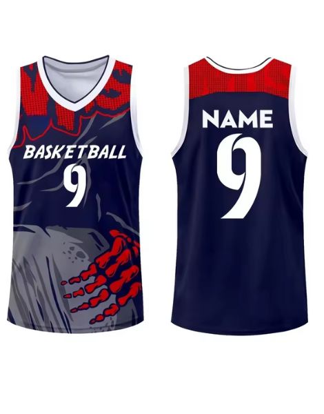 Custom Blue Red Basket Ball Jersey