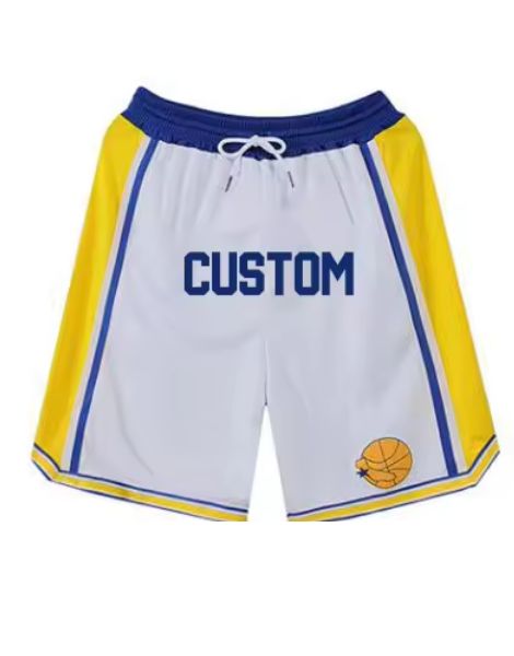 Custom Sublimation yellow white basketball pants