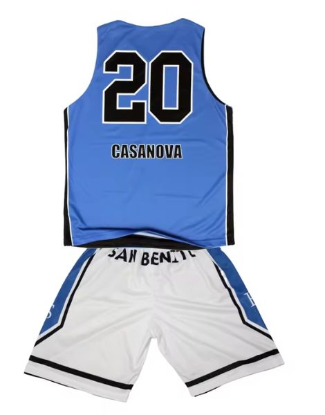 Custom blue white basketball jersey