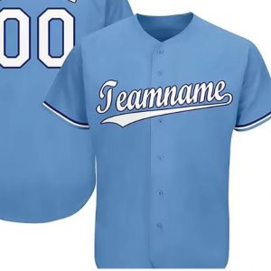 Custom sky blue baseball shirts