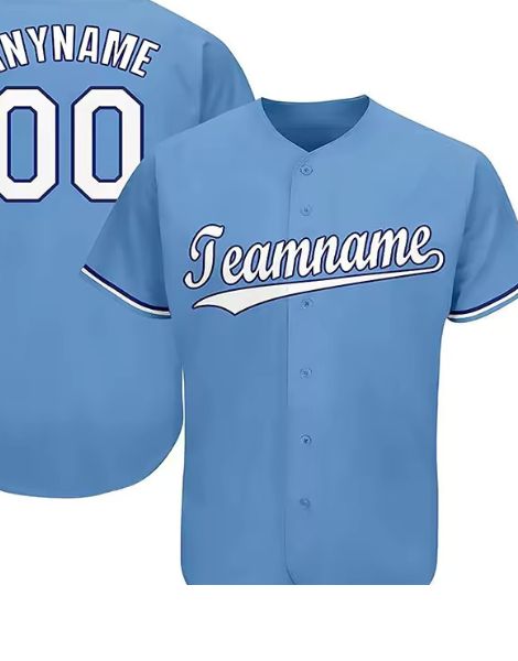 Custom sky blue baseball shirts