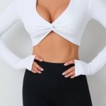 Custom Logo Cross Front Twist Crop Tops