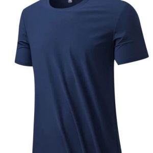 Navy Blue Round Neck Sustainable Gym T-Shirt
