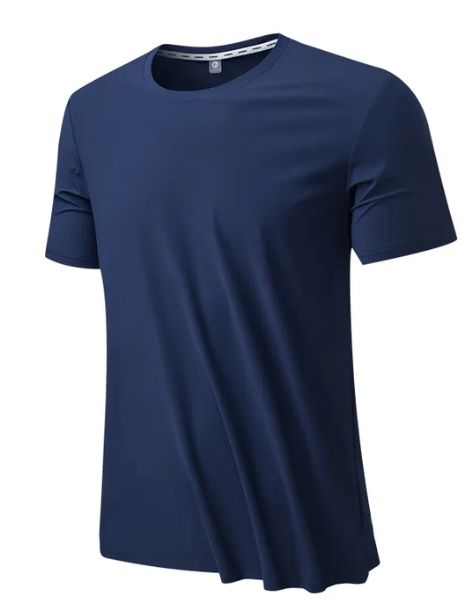 Navy Blue Round Neck Sustainable Gym T-Shirt