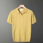 Yellow Men's Slim Fit Quarter Zip Golf Polo Shirt