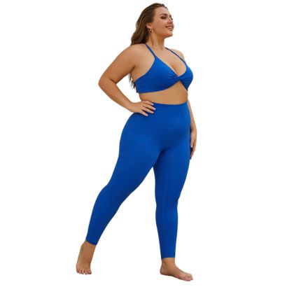 custom plus size cross back-womens yoga set vendor