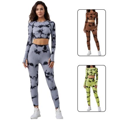 two piece tie dye yoga set suppliers